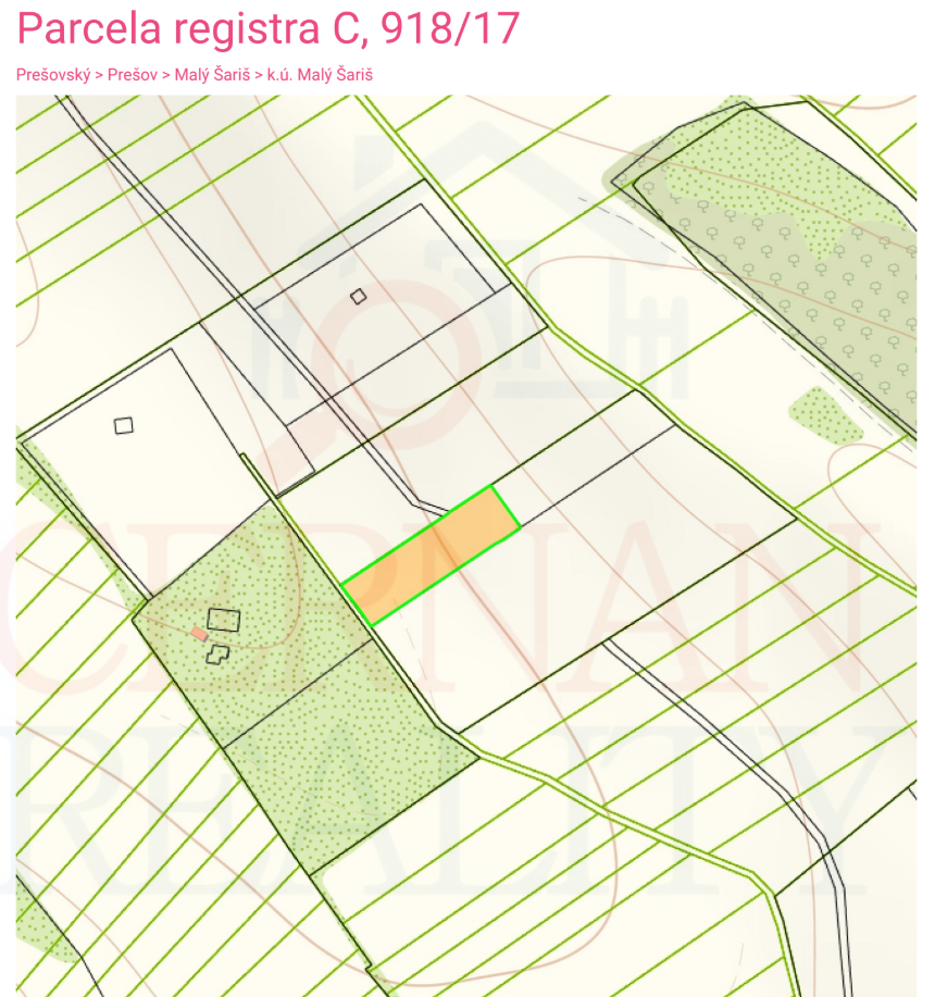 Predaj pozemok 3030 m2 Malý Šariš - pri meste Prešov